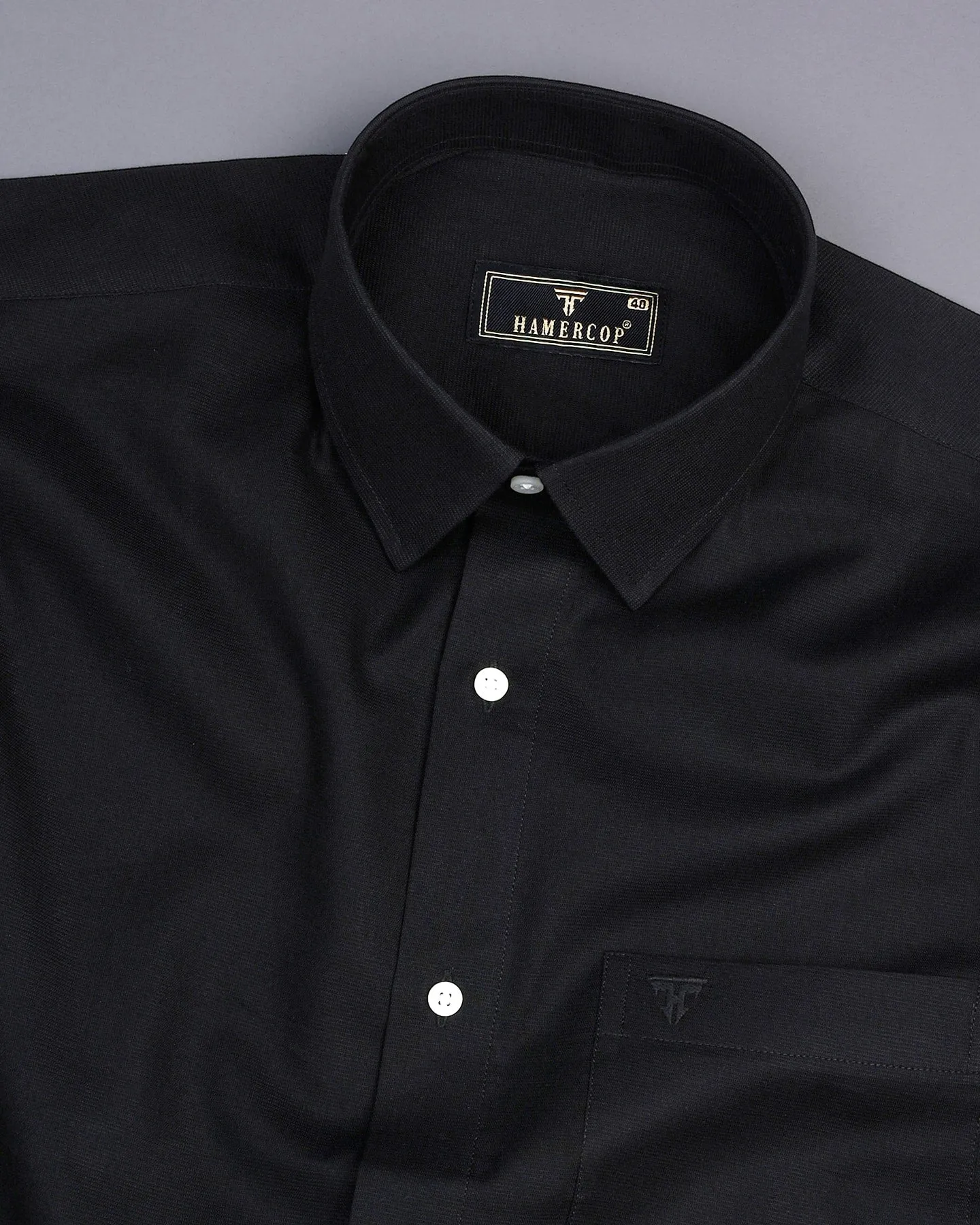 Asphalt Black Dobby Cotton Solid Shirt