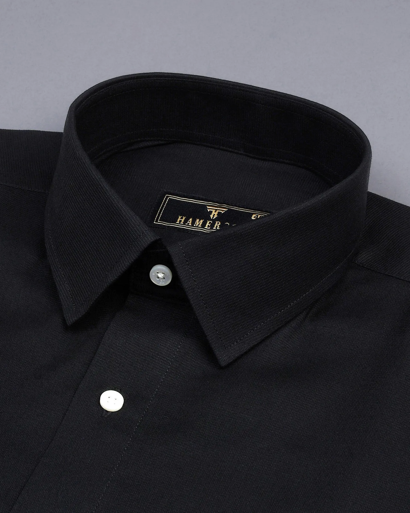 Asphalt Black Dobby Cotton Solid Shirt