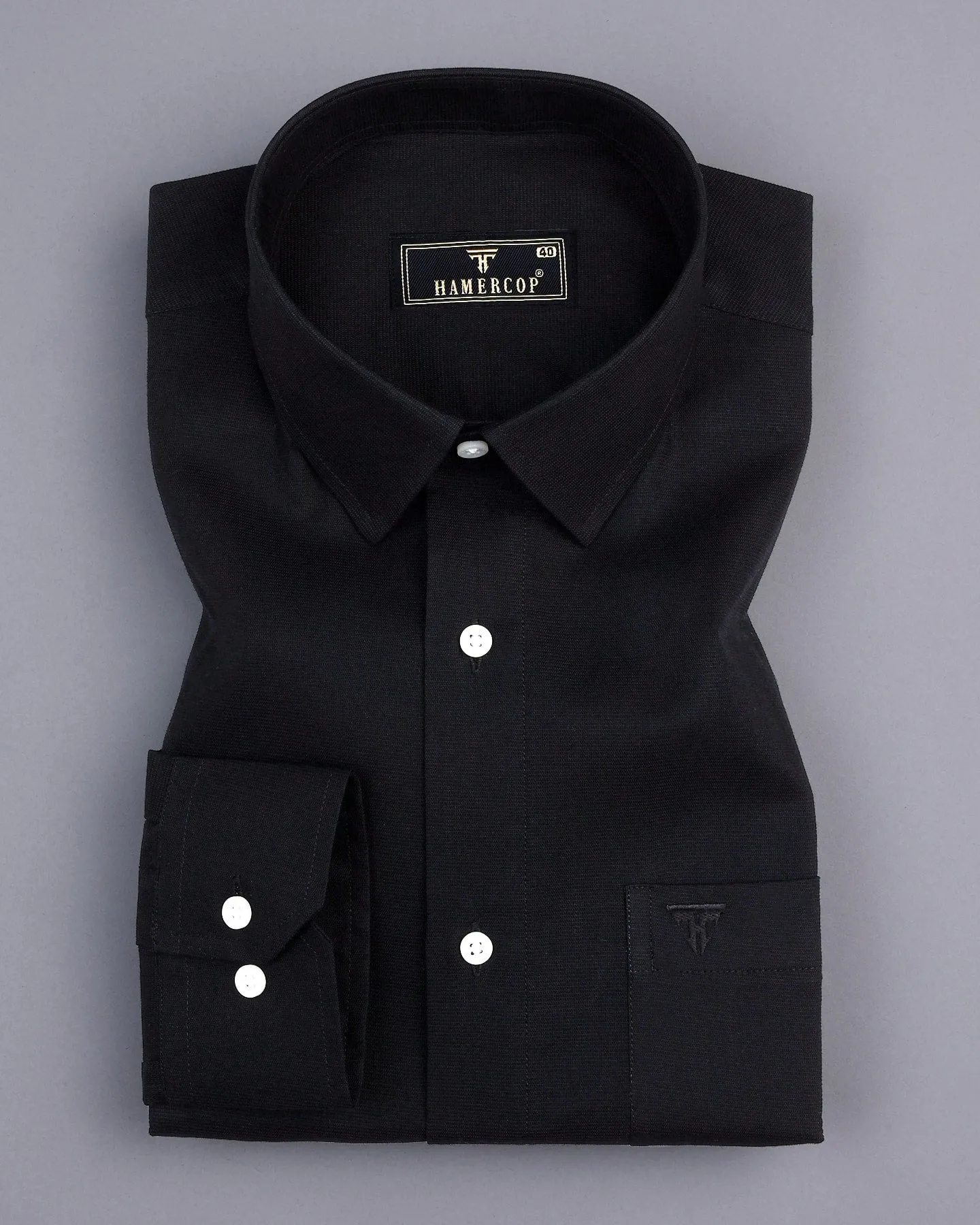 Asphalt Black Dobby Cotton Solid Shirt