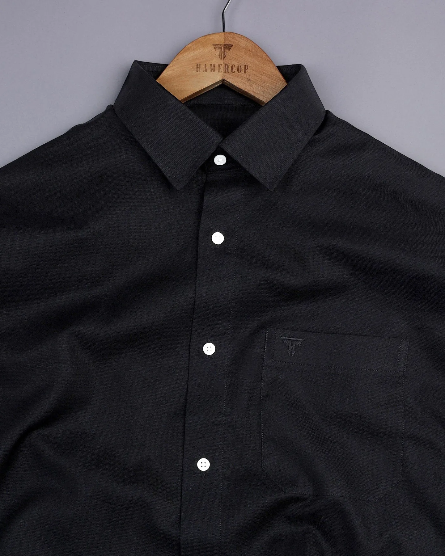 Asphalt Black Dobby Cotton Solid Shirt