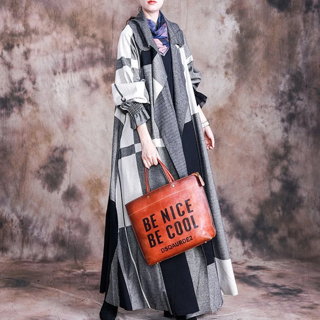 Babakud Women Autumn Casual Plaid Maxi Coat