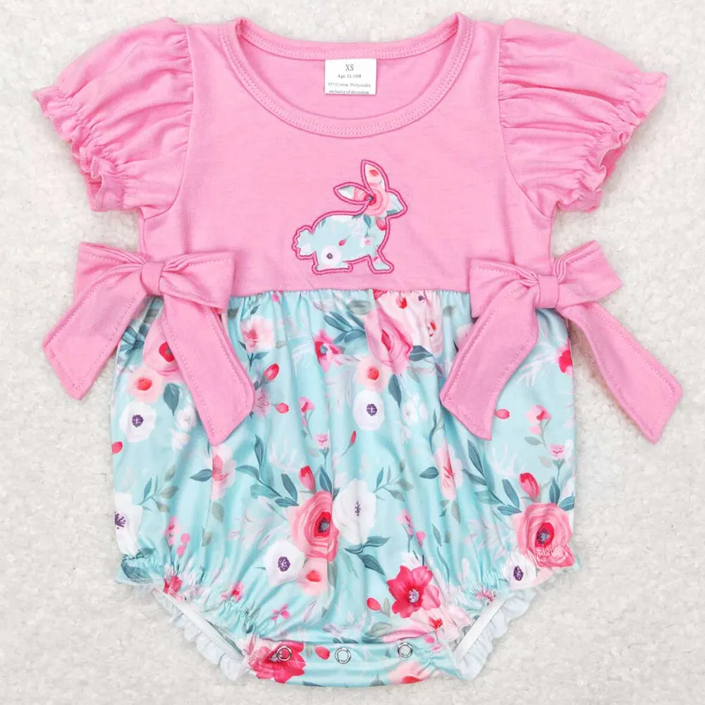 Baby Infant Girls Rompers Floral Rabbit Easter Rompers SR0573