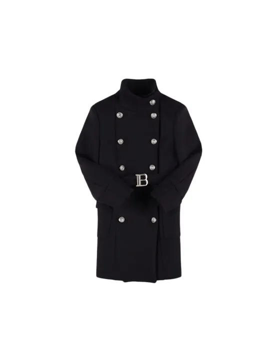 Balmain   Double breast wool blend coat w/ belt 