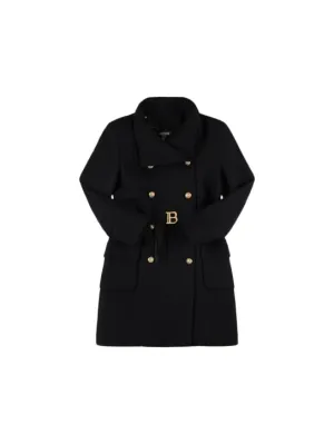 Balmain   Double breast wool blend coat w/ belt 