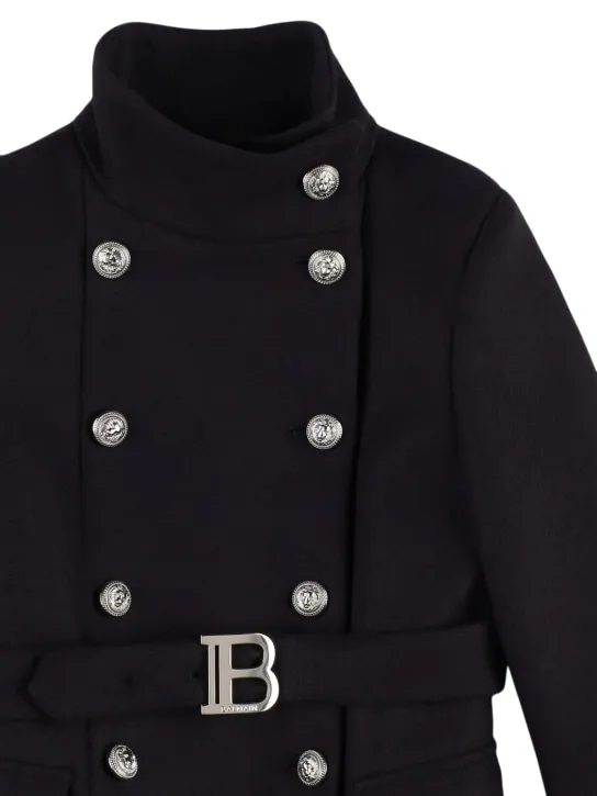 Balmain   Double breast wool blend coat w/ belt 