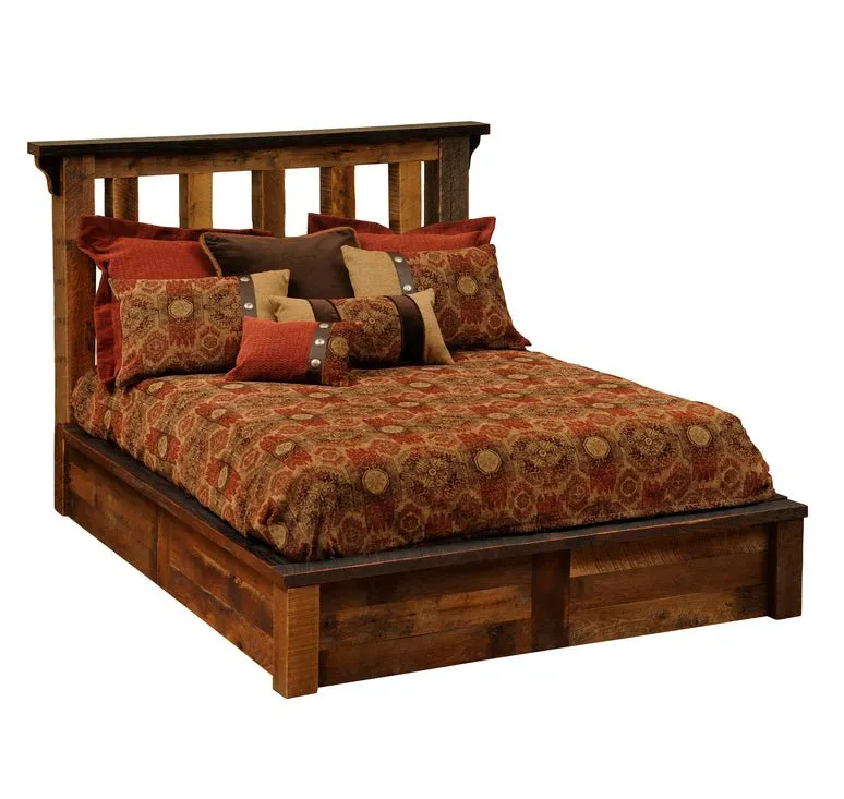 Barnwood Post Platform Bed - 4 Sizes