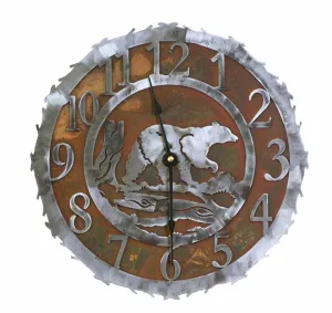 Bear 12" Round Metal Wall Clock