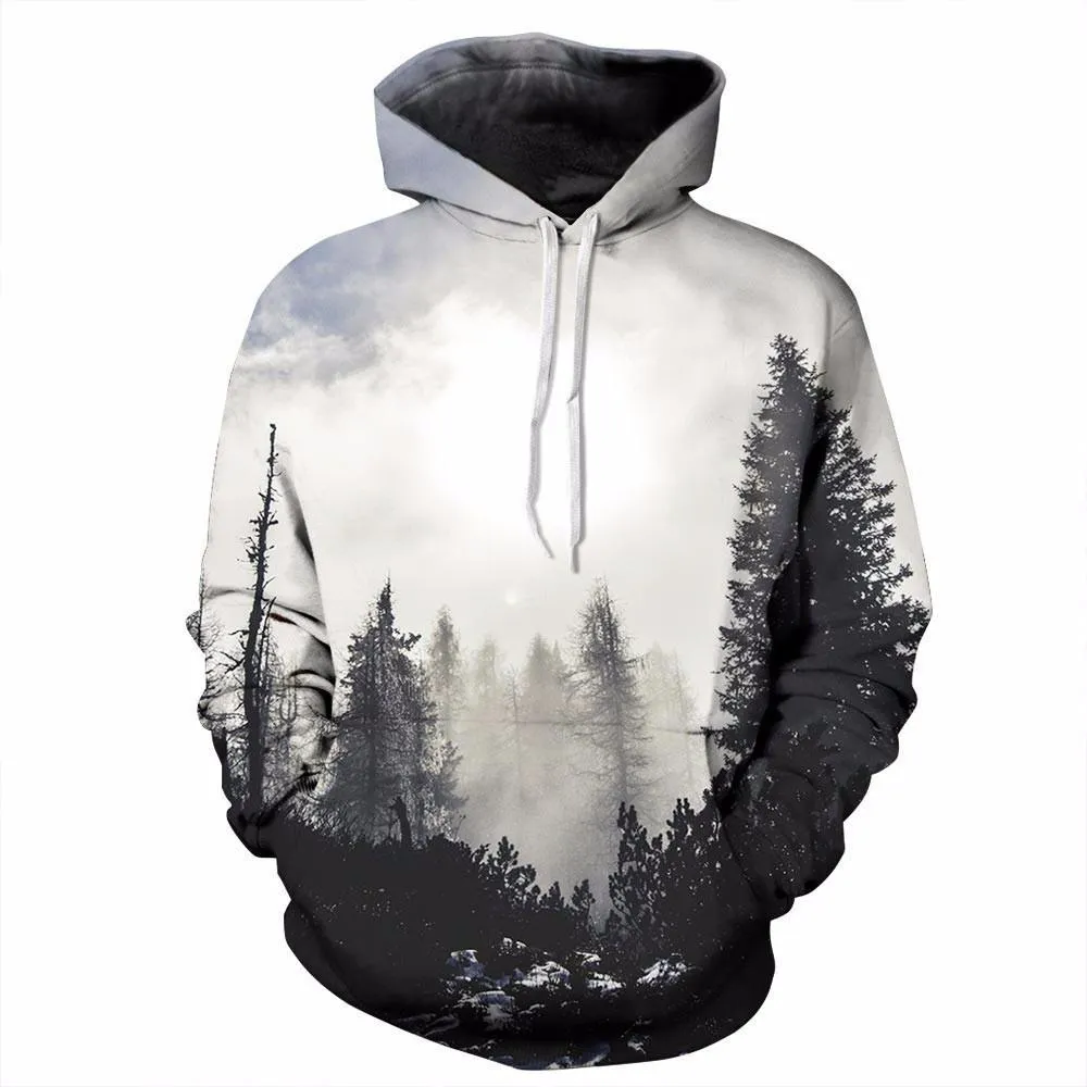 BFJmz Foggy Forest 3D Printing Coat Leisure Sports Sweater Couple Sweater Autumn And Winter