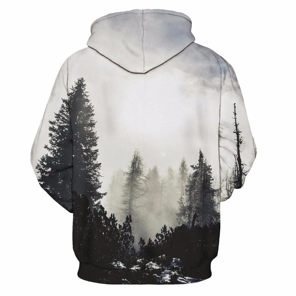 BFJmz Foggy Forest 3D Printing Coat Leisure Sports Sweater Couple Sweater Autumn And Winter