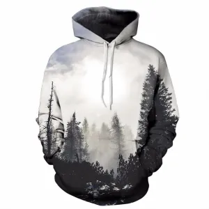 BFJmz Foggy Forest 3D Printing Coat Leisure Sports Sweater Couple Sweater Autumn And Winter
