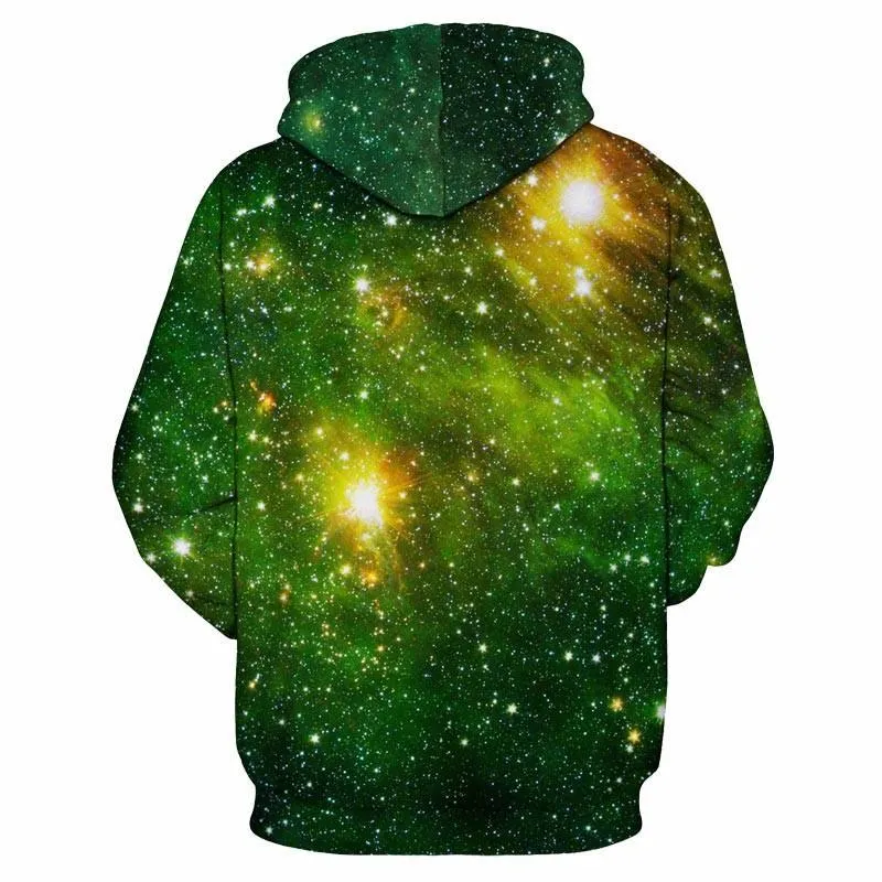 BFJmz Green Starry Sky3D Printing Coat  Zipper Coat Leisure Sports Sweater Autumn And Winter