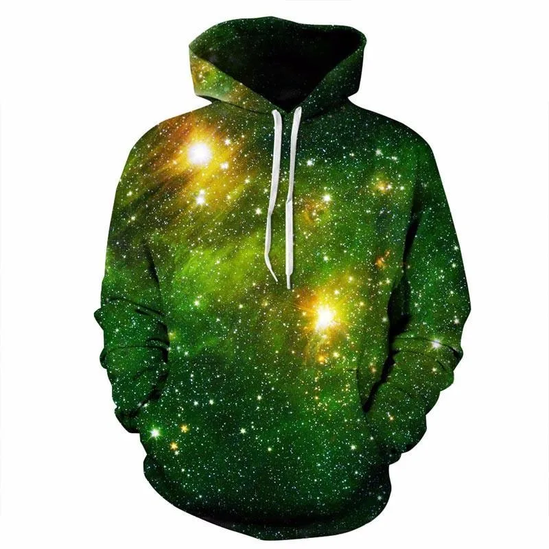 BFJmz Green Starry Sky3D Printing Coat  Zipper Coat Leisure Sports Sweater Autumn And Winter