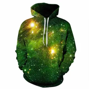 BFJmz Green Starry Sky3D Printing Coat  Zipper Coat Leisure Sports Sweater Autumn And Winter
