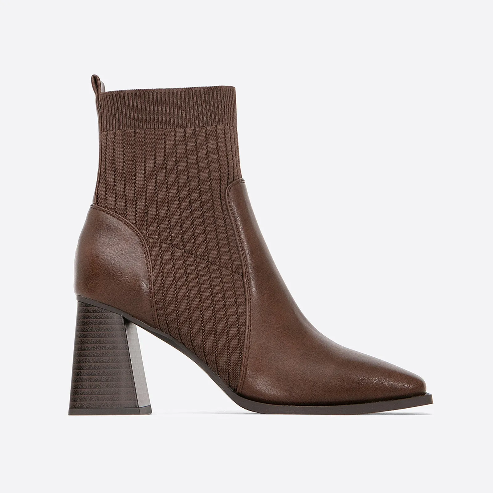 binfenxie- Women Classic Slip-on Sock Leather High Boots
