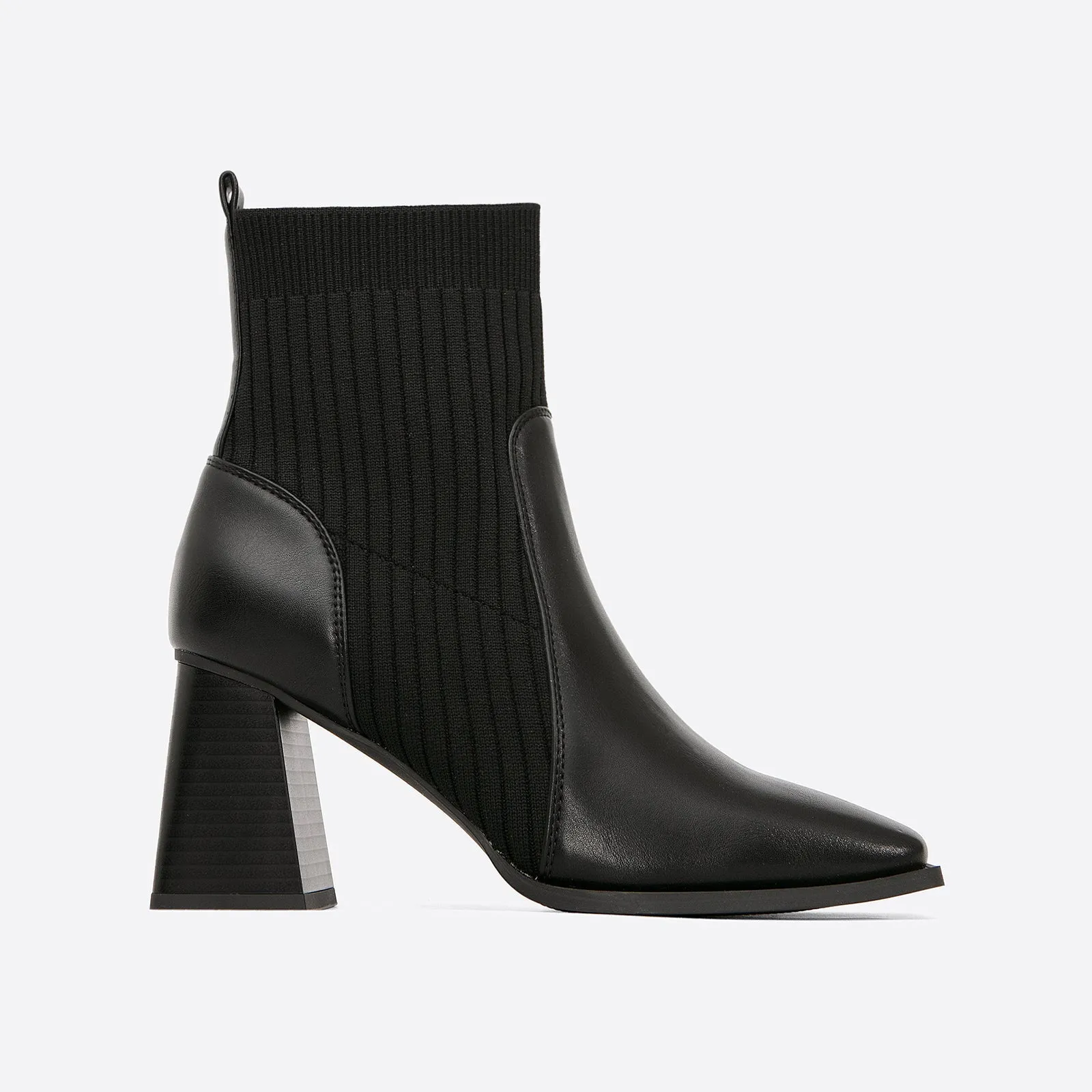 binfenxie- Women Classic Slip-on Sock Leather High Boots