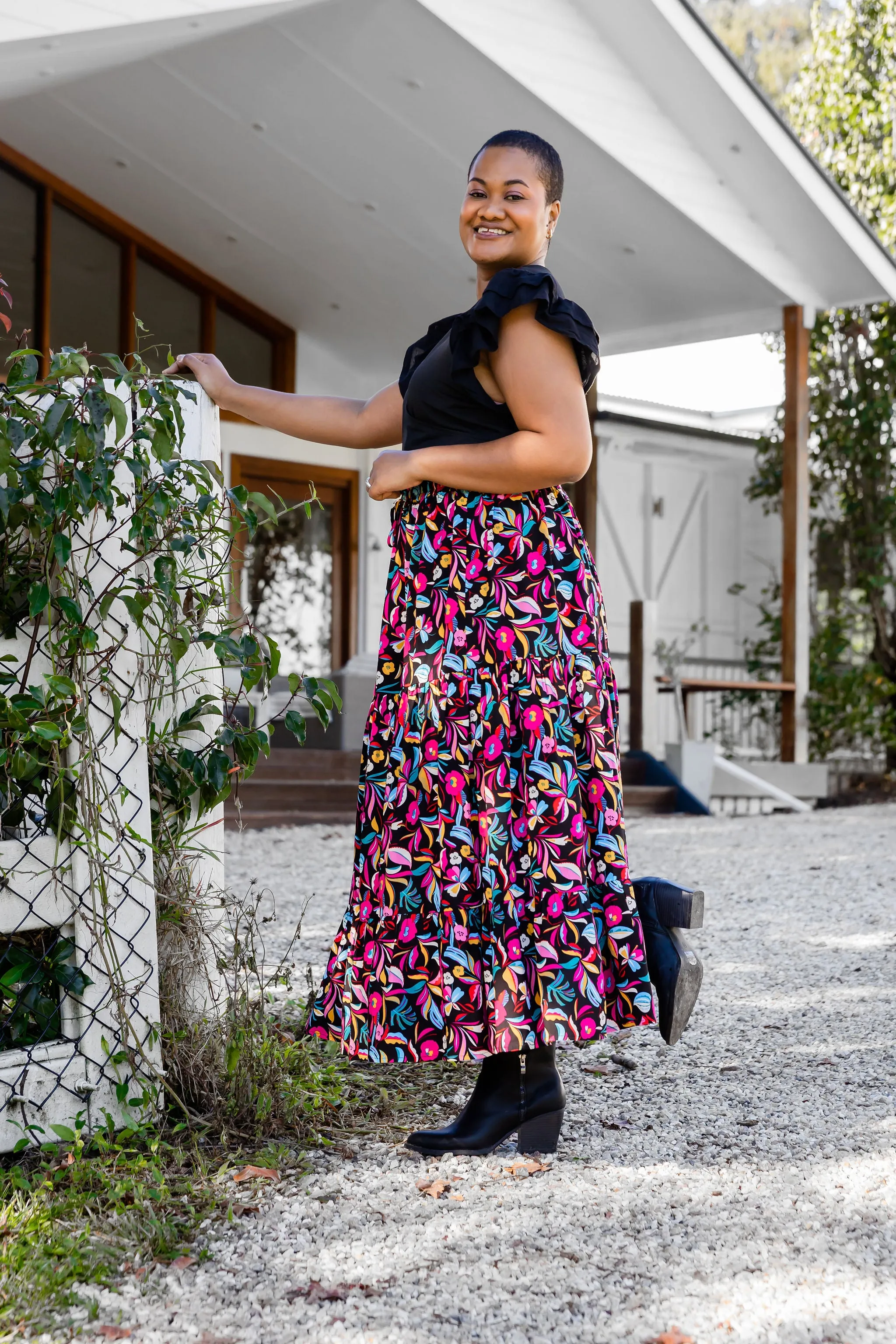 Carrie Maxi Skirt in Night Flora