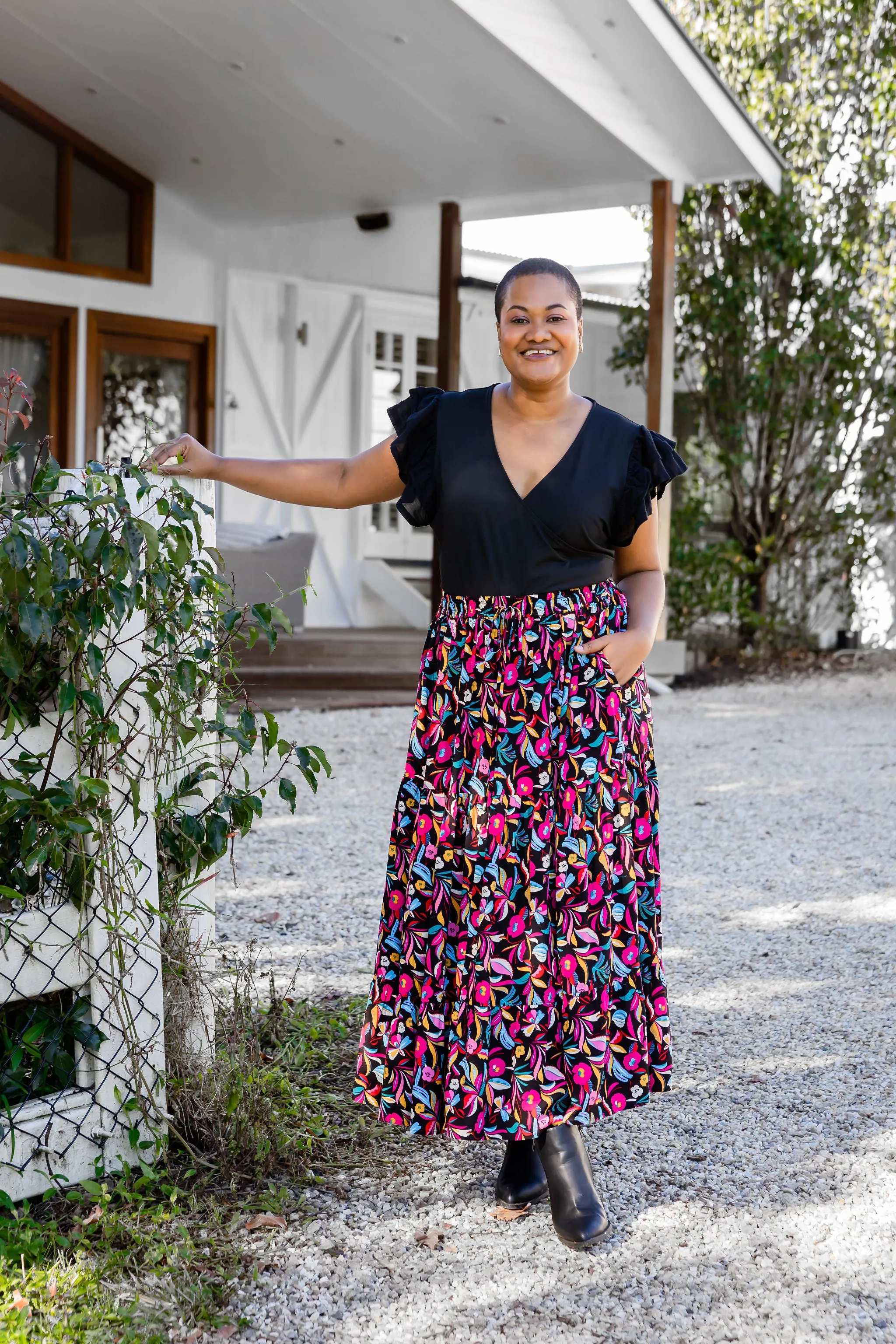 Carrie Maxi Skirt in Night Flora