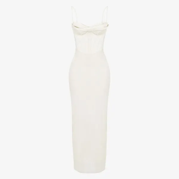 Charmaine House Of Cb Satin Corset Maxi Dress, Ivory