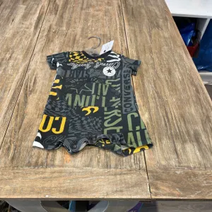 Converse Grey branding words short snap Ctn blnd Romper 3m
