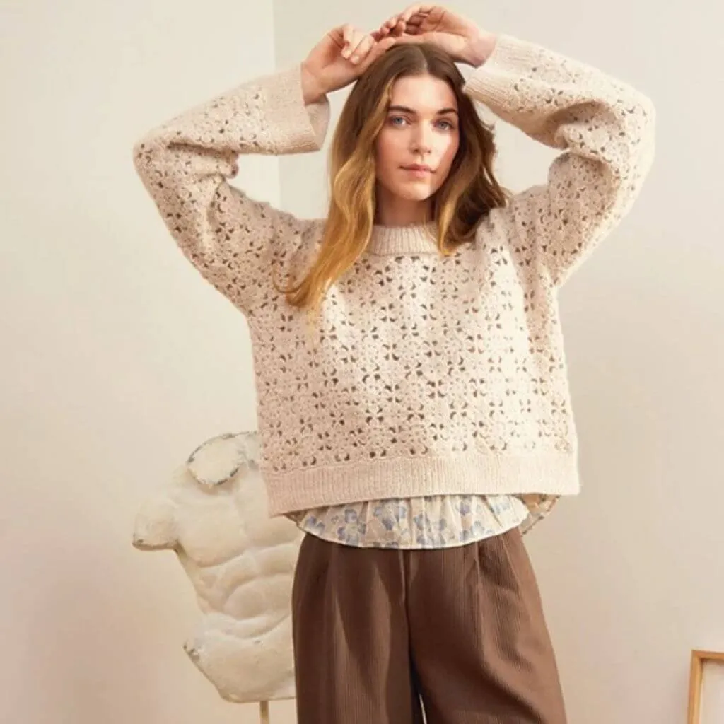 Damen Pullover Fleur Sweater Häkelanleitung - Sandnes Garn (Heft)