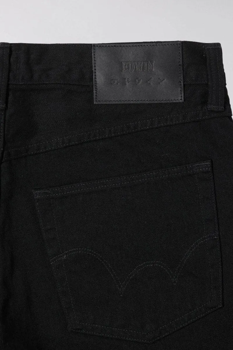 Edwin ED-55 Kaguya 13.4oz Black Rinsed Selvedge Denim (Black)