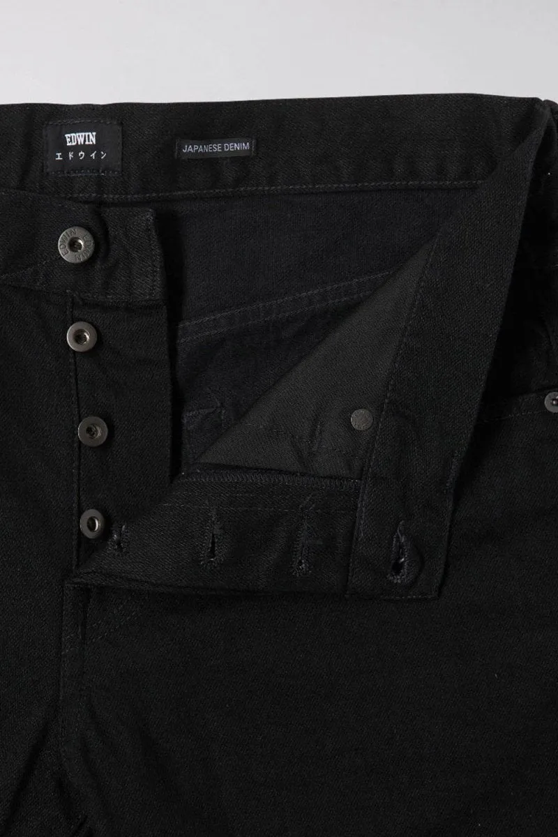 Edwin ED-55 Kaguya 13.4oz Black Rinsed Selvedge Denim (Black)