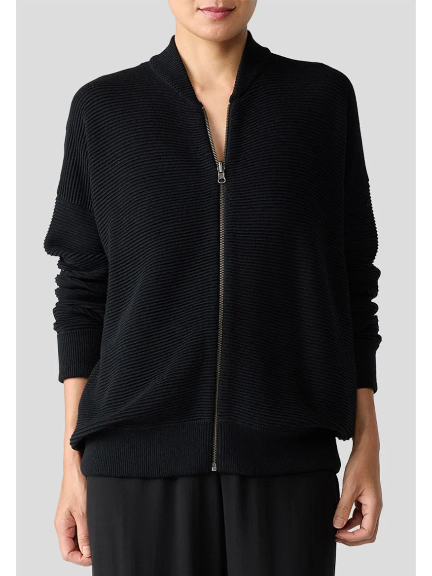 Eileen Fisher Bomber Cardigan in Black