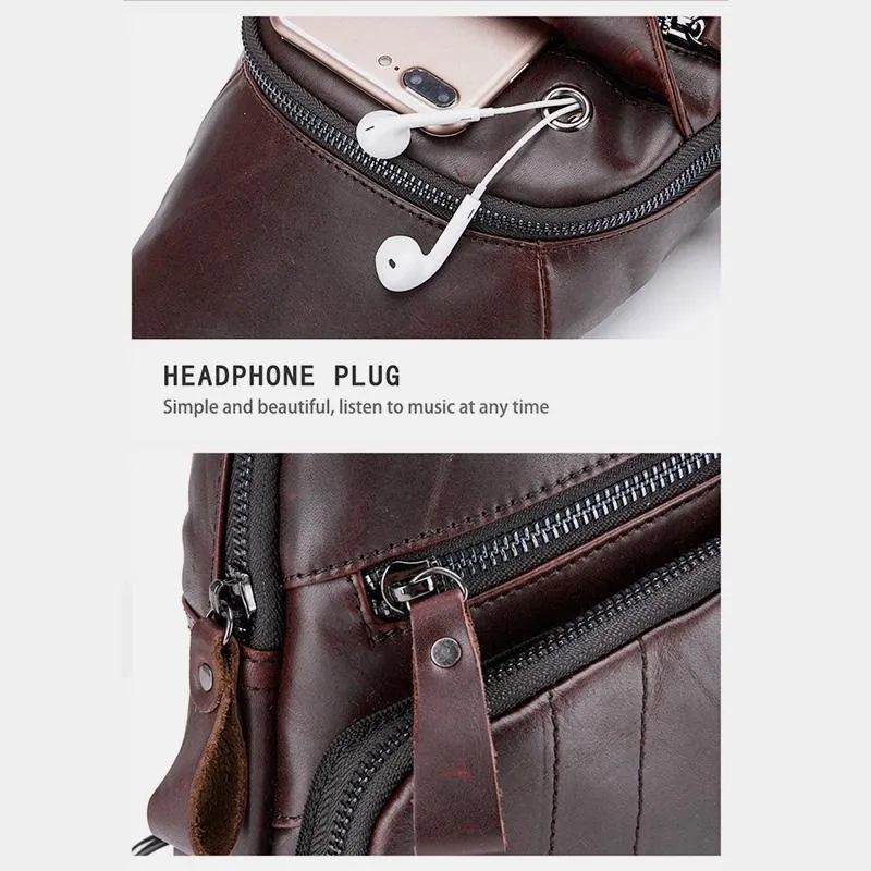 Genuine Leather Vintage Multifunction Sling Bag