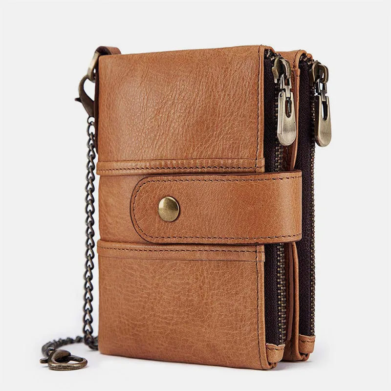 Genuine Leather Anti-theft Retro Wallet With Chain