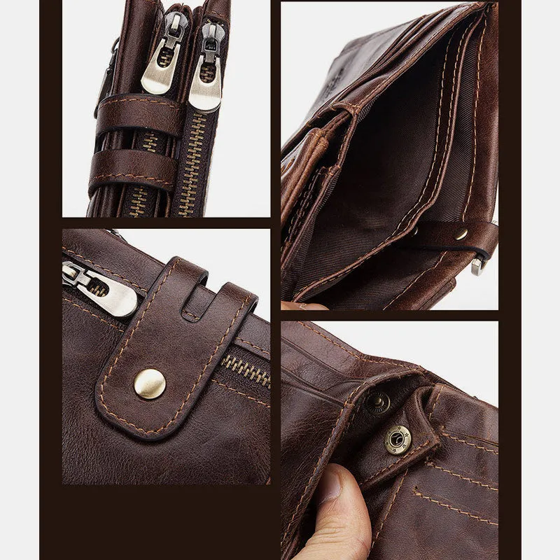 Genuine Leather Anti-theft RFID Wallet With Chain