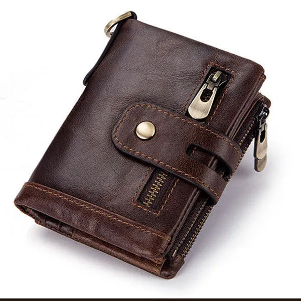 Genuine Leather Anti-theft RFID Wallet With Chain