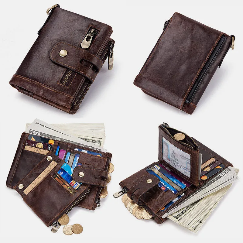 Genuine Leather Anti-theft RFID Wallet With Chain