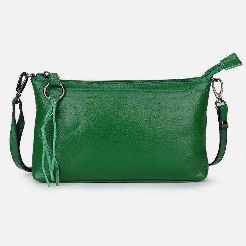 Genuine Leather Tassel Shoulder Crossbody Bag