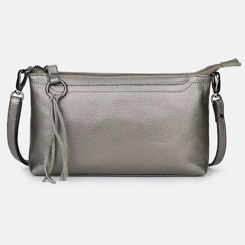 Genuine Leather Tassel Shoulder Crossbody Bag