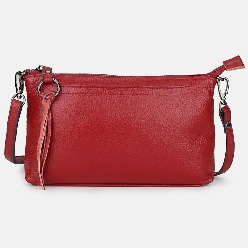 Genuine Leather Tassel Shoulder Crossbody Bag