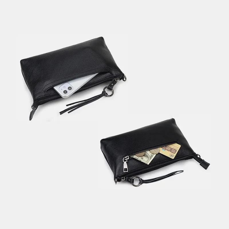 Genuine Leather Tassel Shoulder Crossbody Bag