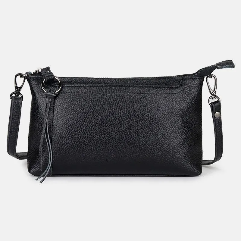 Genuine Leather Tassel Shoulder Crossbody Bag