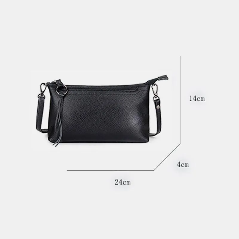 Genuine Leather Tassel Shoulder Crossbody Bag