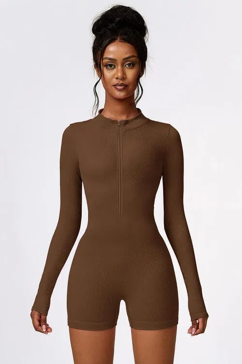 Half Zip Long Sleeve Active Romper