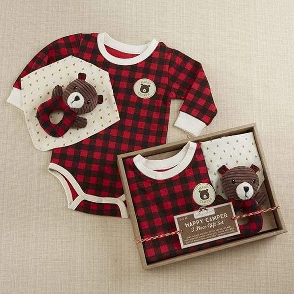 Happy Camper 3 Piece Gift Set (Red Plaid)