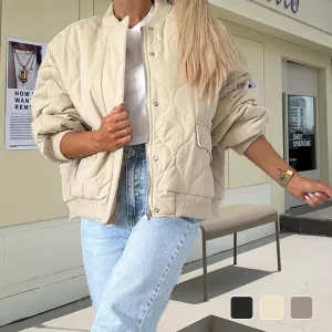 Hot Sale Solid Color Loose Thick Warm Bomber Jacket