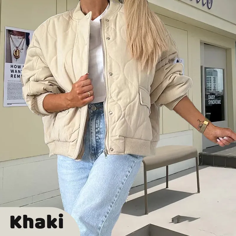 Hot Sale Solid Color Loose Thick Warm Bomber Jacket