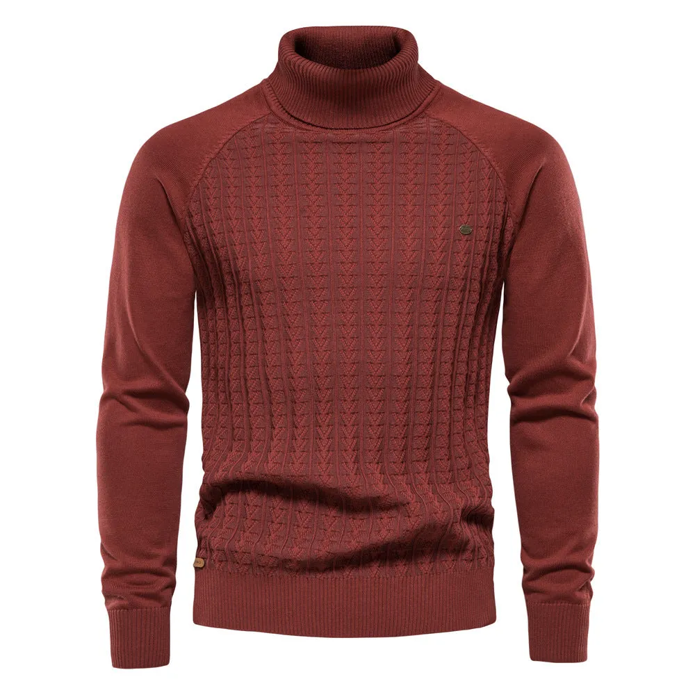 HULIANFU 2025 Popular trade autumn and winter new men's clothing turtleneck pullover solid color men's knitted sweater business casual sweater men's