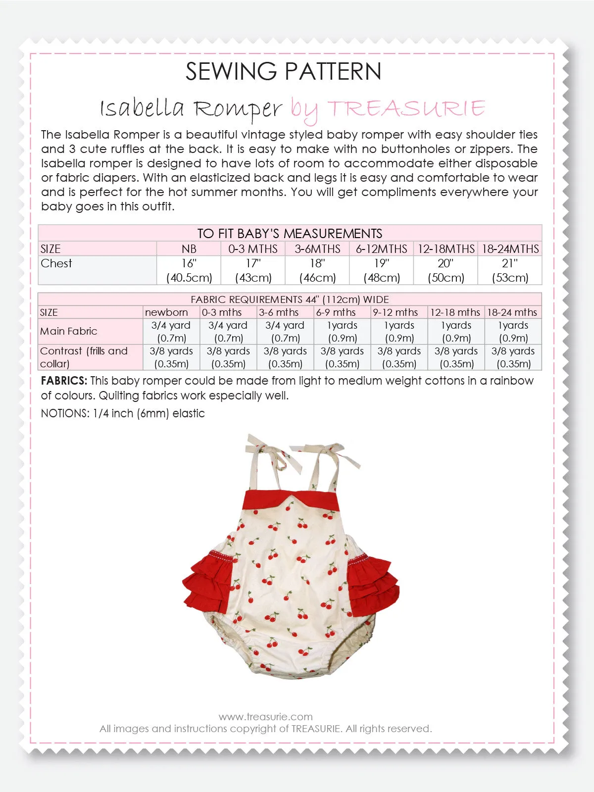 ISABELLA - Romper Pattern (0-24 Mths)