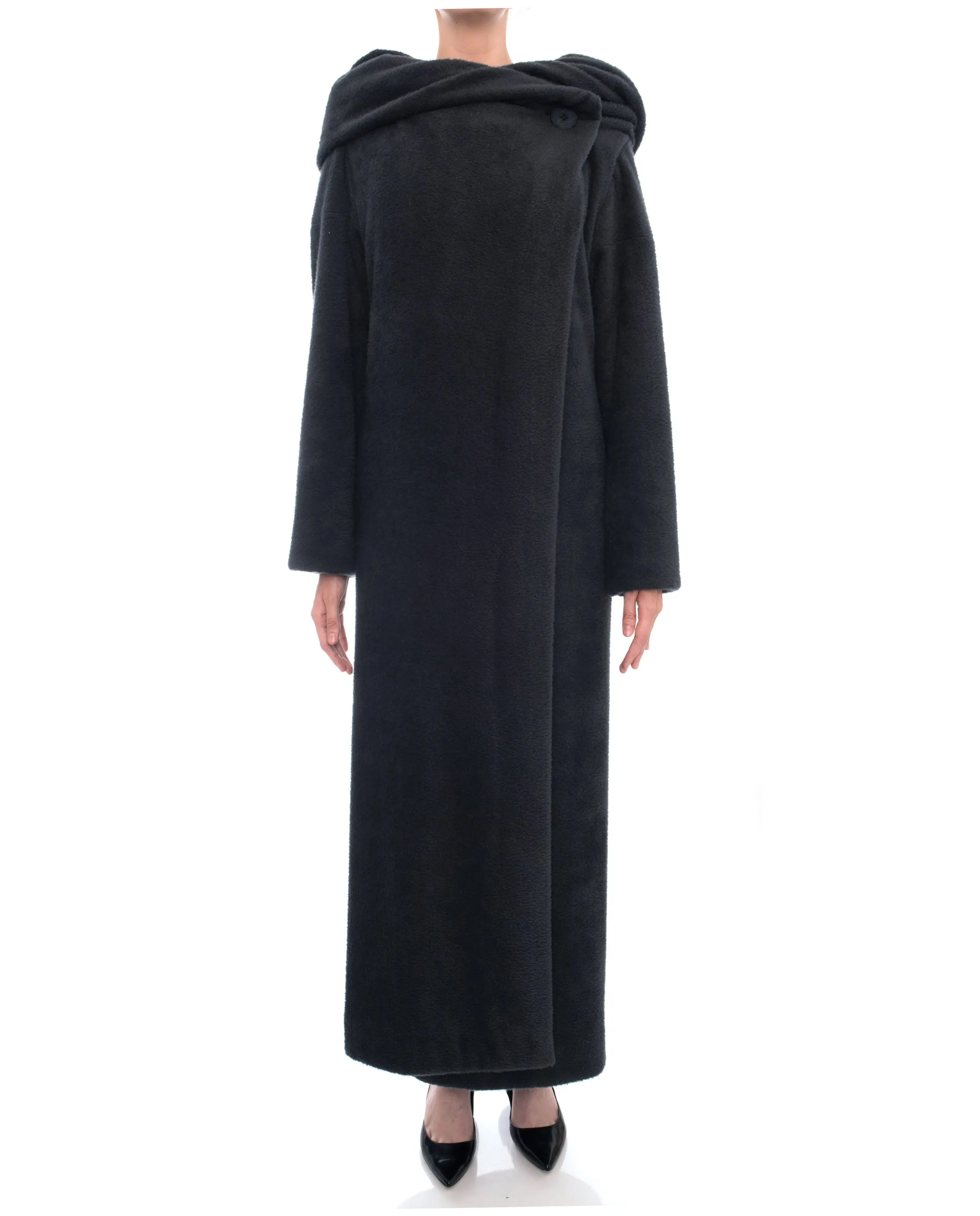Issey Miyake Dark Grey Long Plush Full Length Coat - 10