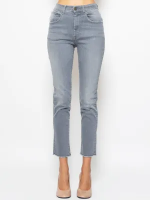 Jeans Slim Fit con Orlo Sfrangiato Grigio