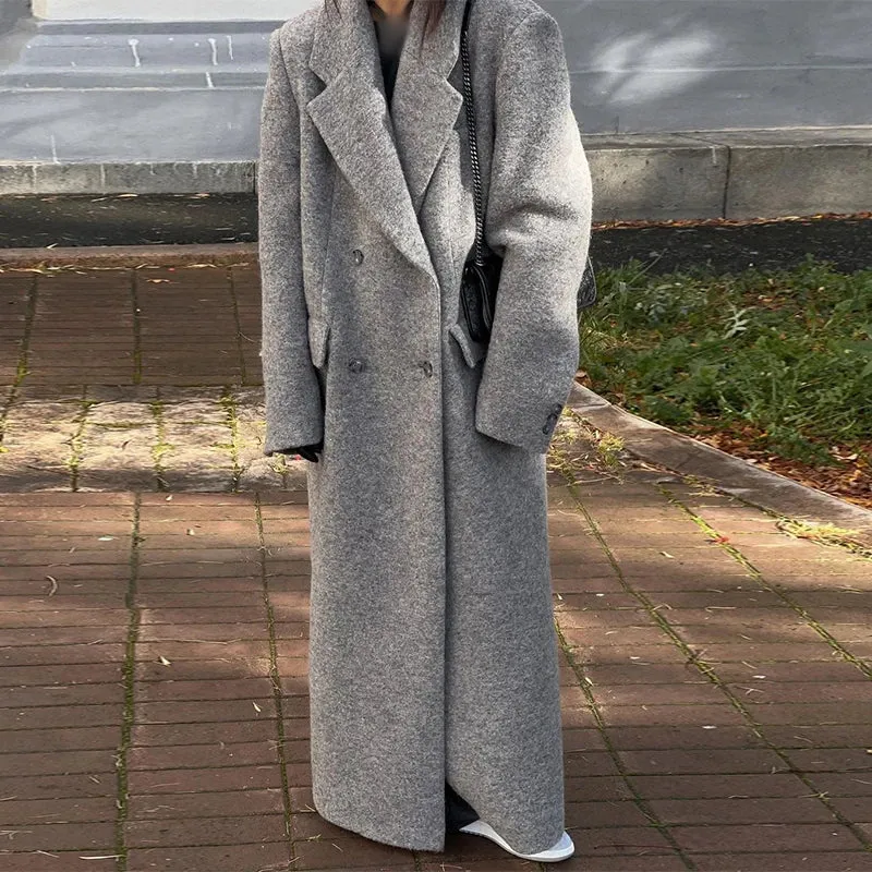 Lapel Striped Oversize Full Sleeve Long Coat