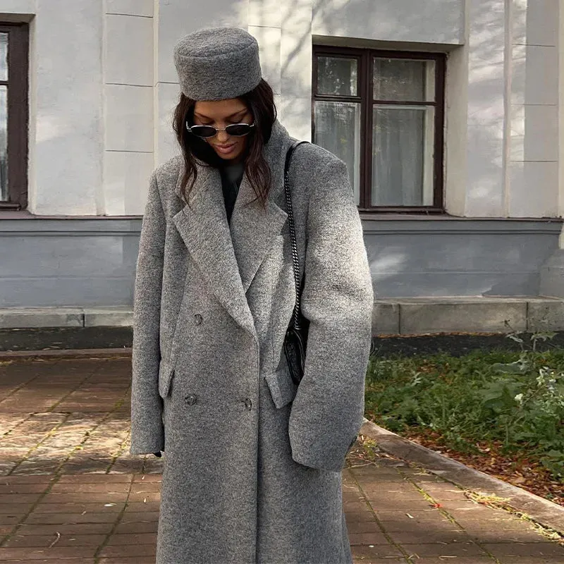 Lapel Striped Oversize Full Sleeve Long Coat