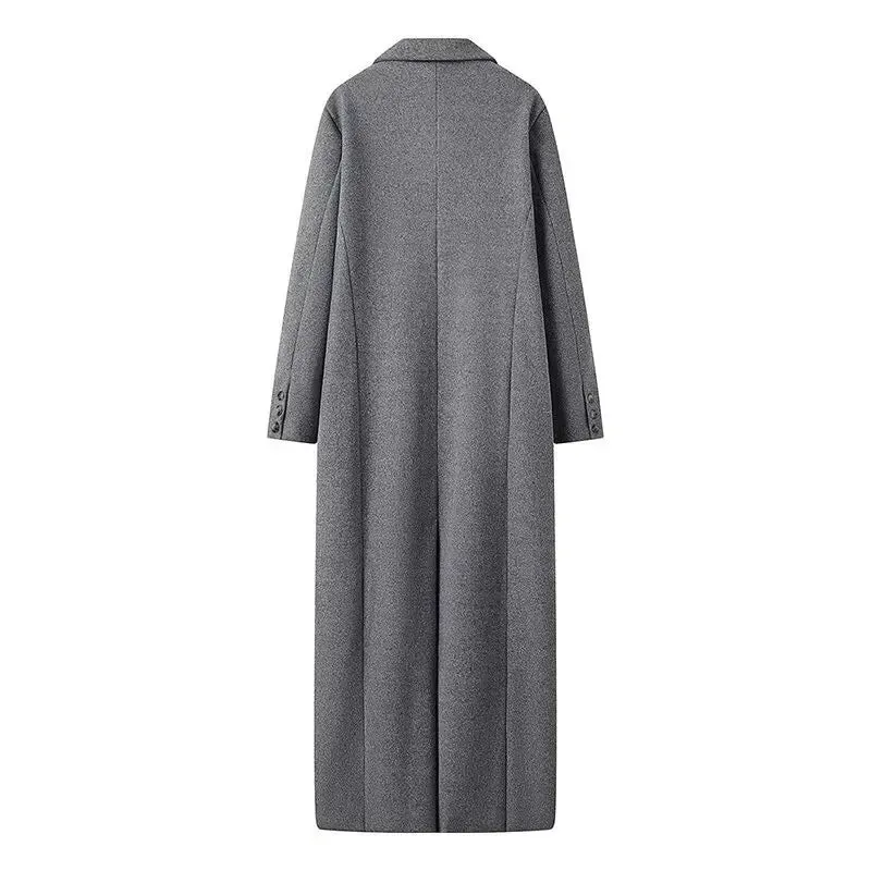 Lapel Striped Oversize Full Sleeve Long Coat