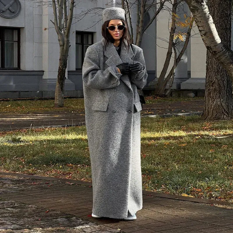 Lapel Striped Oversize Full Sleeve Long Coat